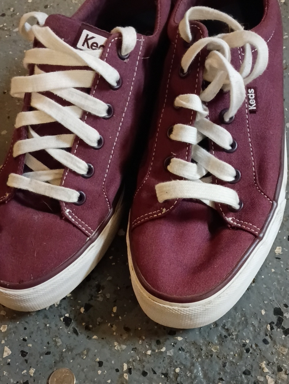 Keds Men’s Low-Top Canvas Sneaker in Burgundy with White Laces